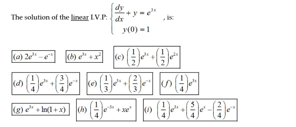 Solved Dy Y 8 The Solution Of The Linear I V P Dx Chegg Com