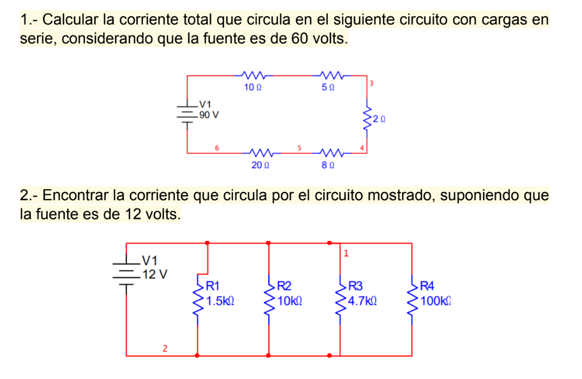 Solved 1.- ﻿Calcular la corriente total que circula en el | Chegg.com ...