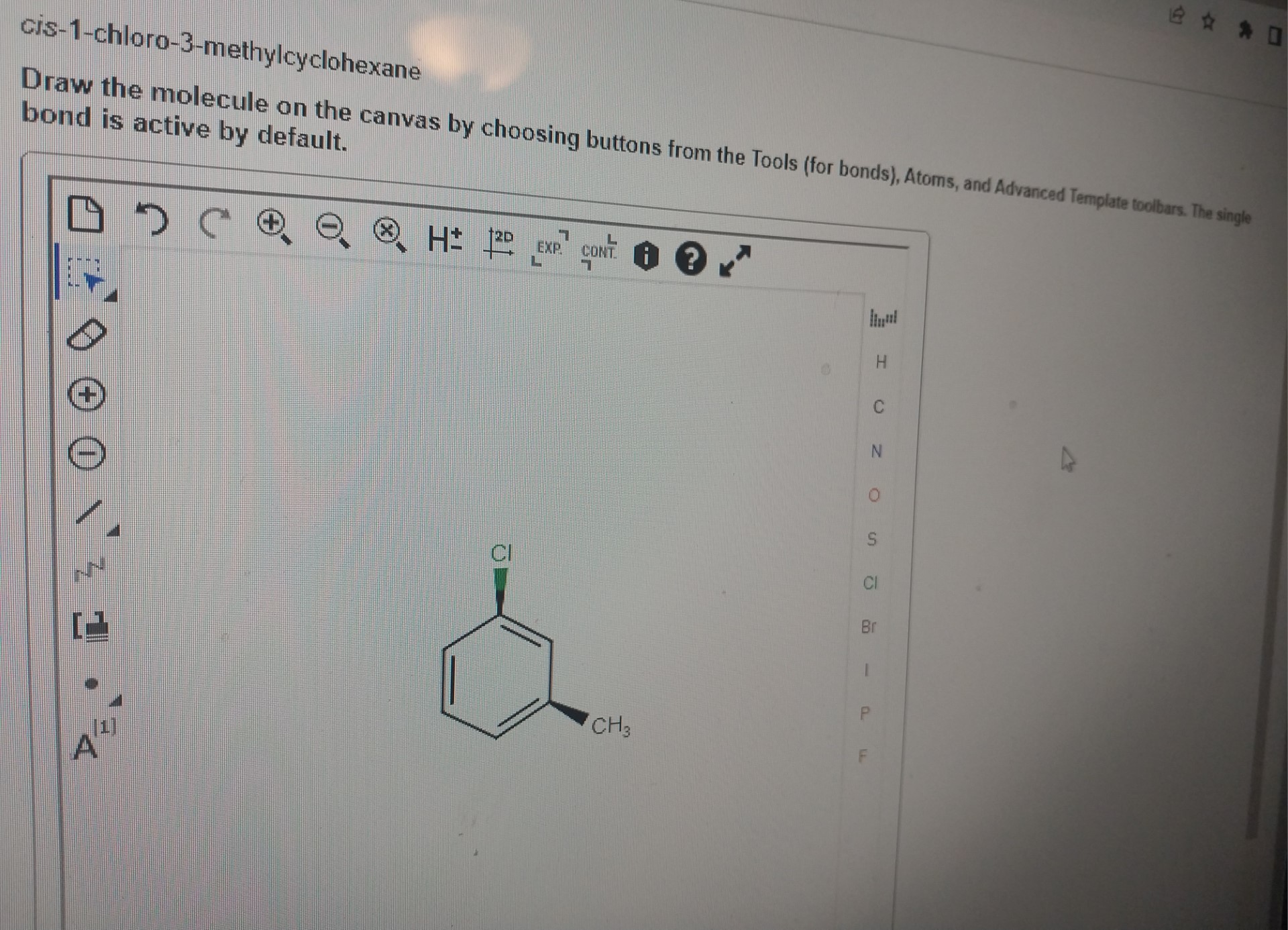 Solved cis1chloro3methylcyclohexane Draw the molecule on