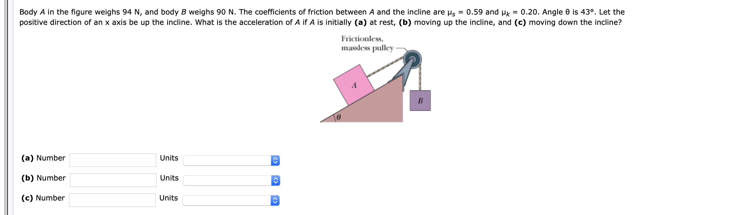 Solved Body A In The Figure Weighs 94 N, And Body B Weighs | Chegg.com