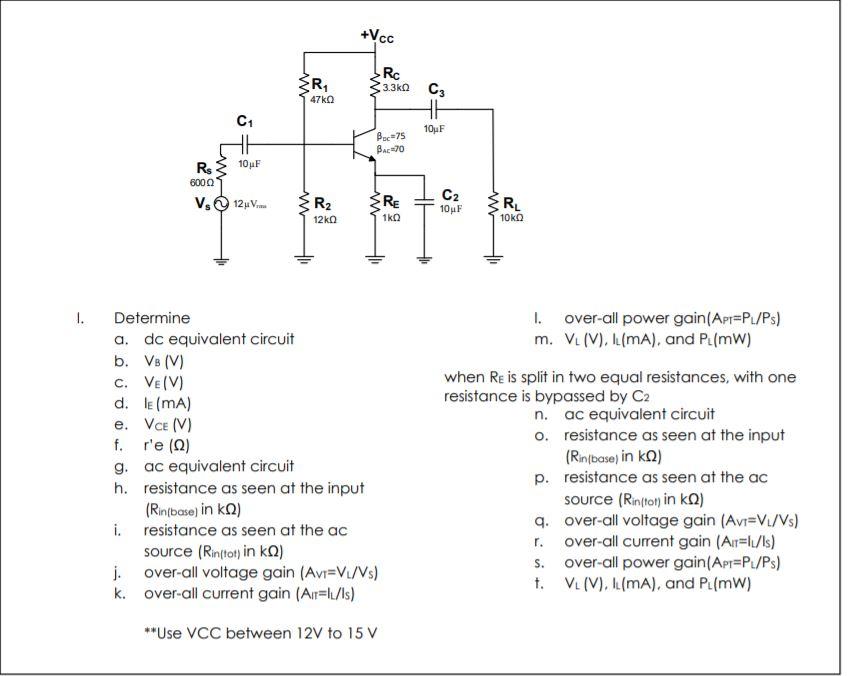 Solved V Cc Rc Er 47kw 3 360 C3 Th Boc 75 104f C1 Bac 0 Chegg Com