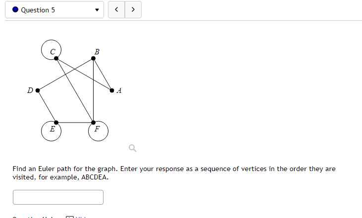 Solved Find an Euler path for the graph. Enter your response | Chegg.com