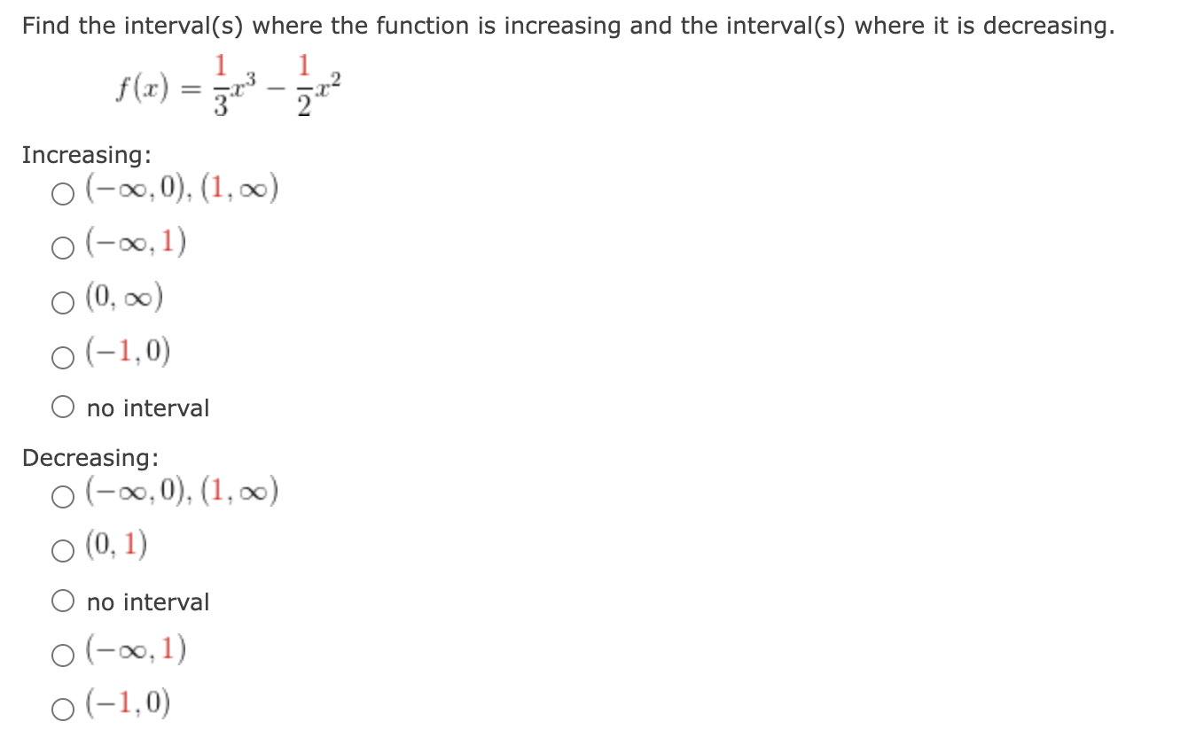 Solved Find the interval(s) where the function is increasing | Chegg.com