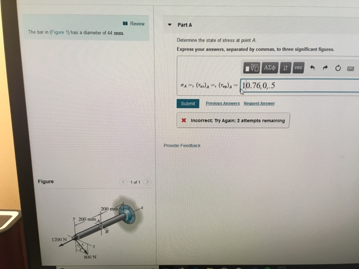Solved Review Part A The bar in (Figure 1) has a diameter of | Chegg.com