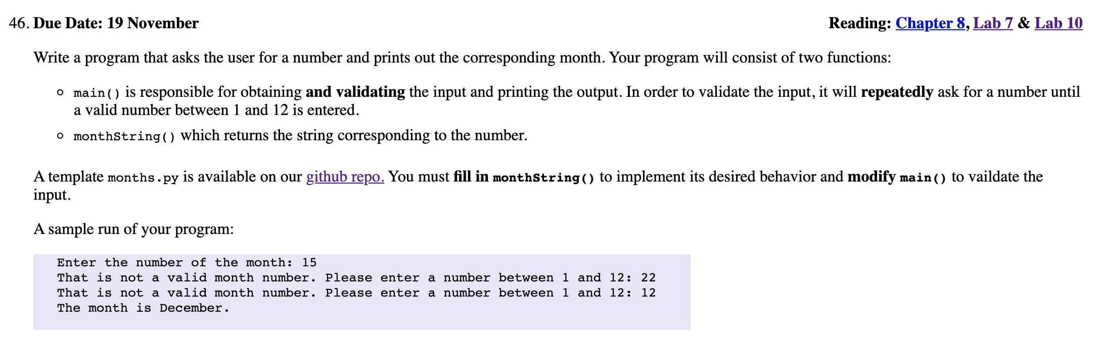 Solved months.py def monthString(monthNum): 