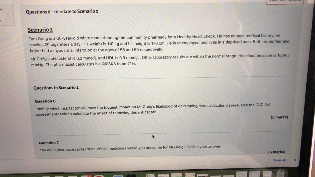 Solved on Questions 6-10 relate to Scenario 2 Scenario 2 Tom | Chegg.com