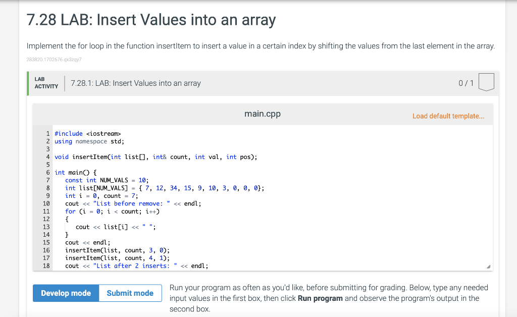 solved-c-please-7-28-lab-insert-values-into-an-chegg