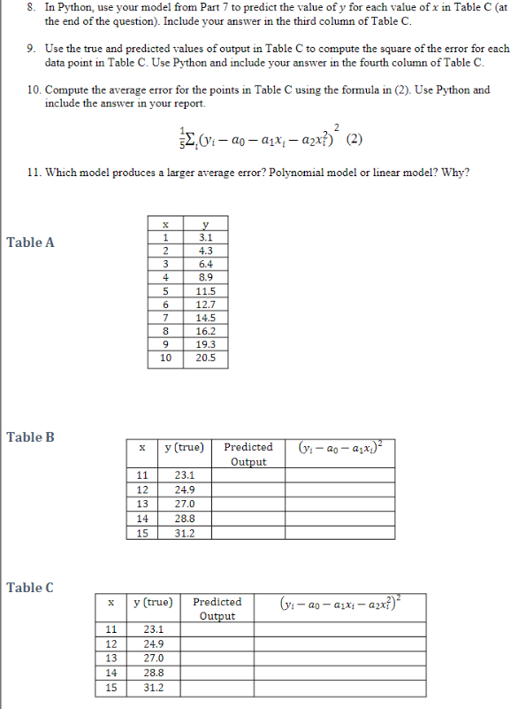 Solved Consider the data in Table A (at the end of this | Chegg.com