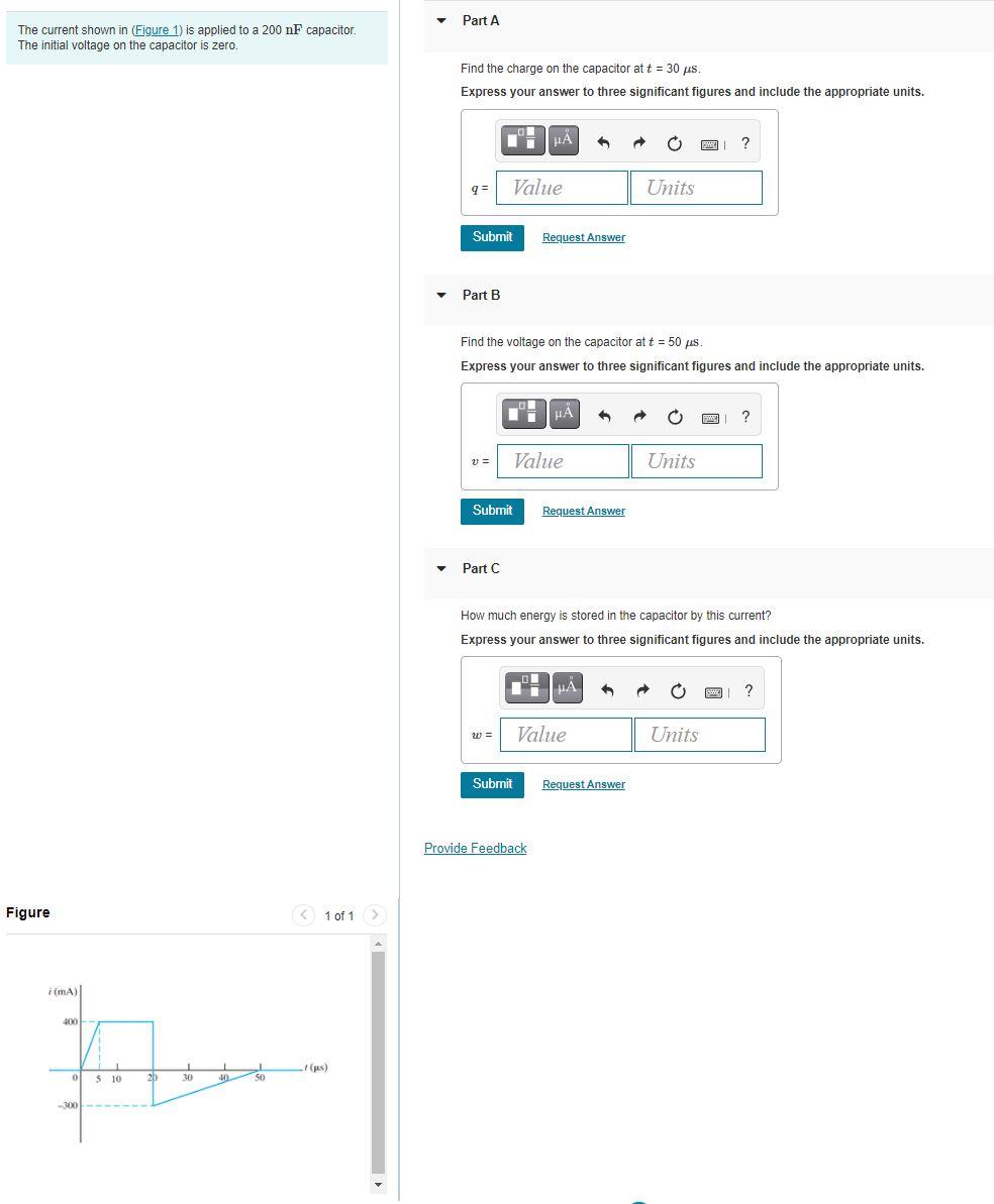 Solved Part A The current shown in Figure 1) is applied to a | Chegg.com