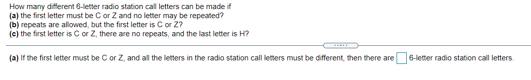 Solved How many different 6-letter radio station call | Chegg.com