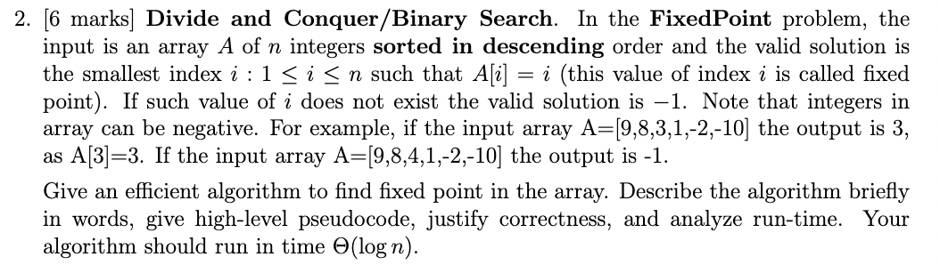 Solved Divide and Conquer/Binary Search. In the FixedPoint | Chegg.com