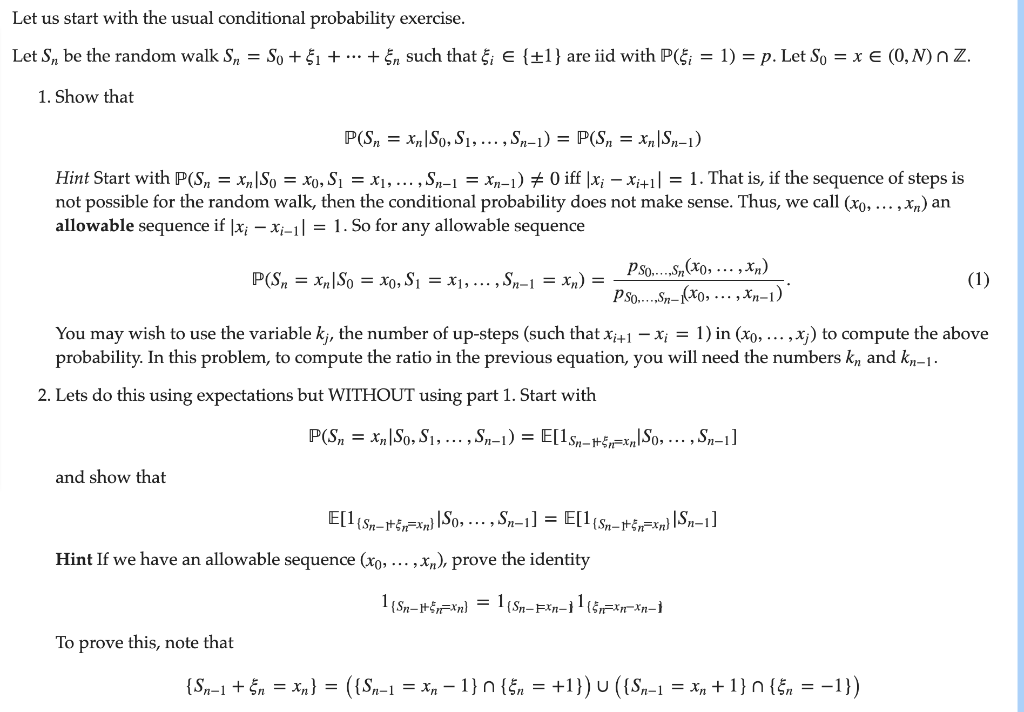 Let us start with the usual conditional probability | Chegg.com