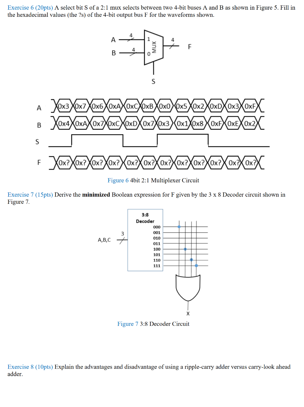 Solved Exercise 6 (20pts) A select bit S of a 2:1 mux | Chegg.com