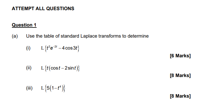 Solved Attempt All Questions Question 1 A Use The Table Of Chegg