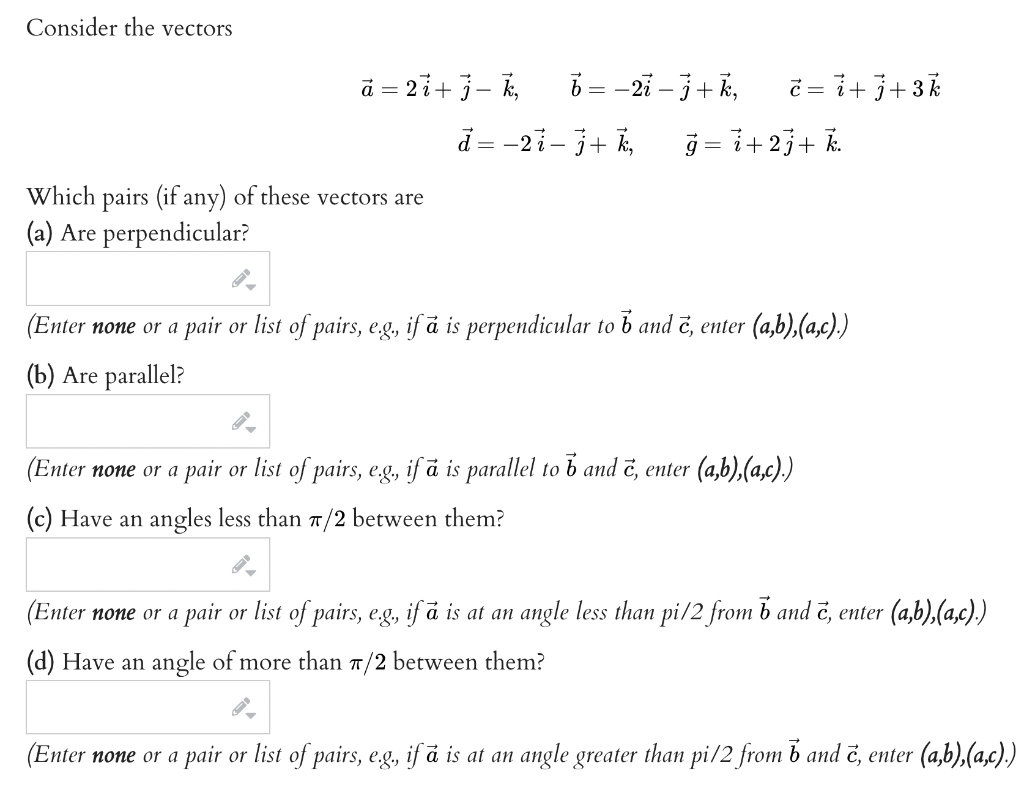 Solved Consider the vectors | Chegg.com