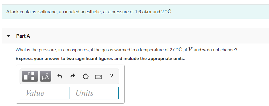 Solved A Tank Contains Isoflurane An Inhaled Anesthetic Chegg Com