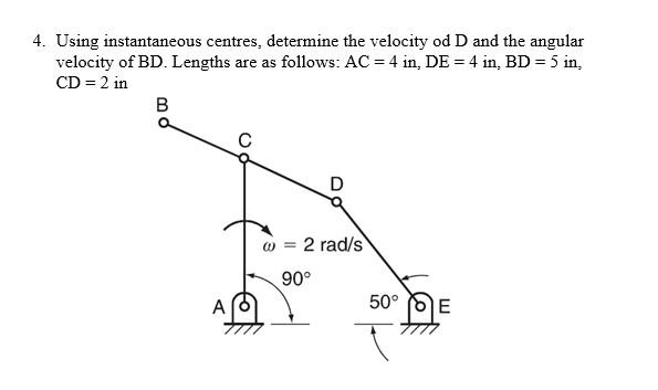 Solved 4. Using instantaneous centres determine the velocity | Chegg.com