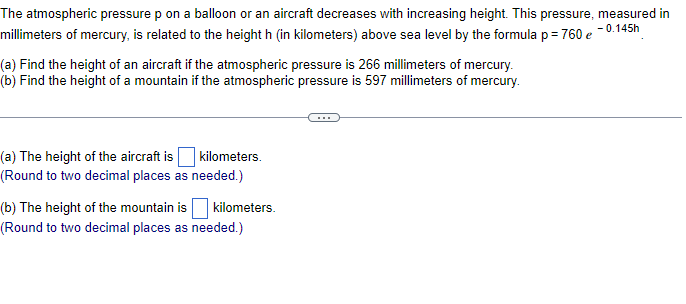 Solved The atmospheric pressure p on a balloon or an Chegg