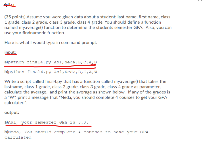 Solved Python (35 points) Assume you were given data about a | Chegg.com