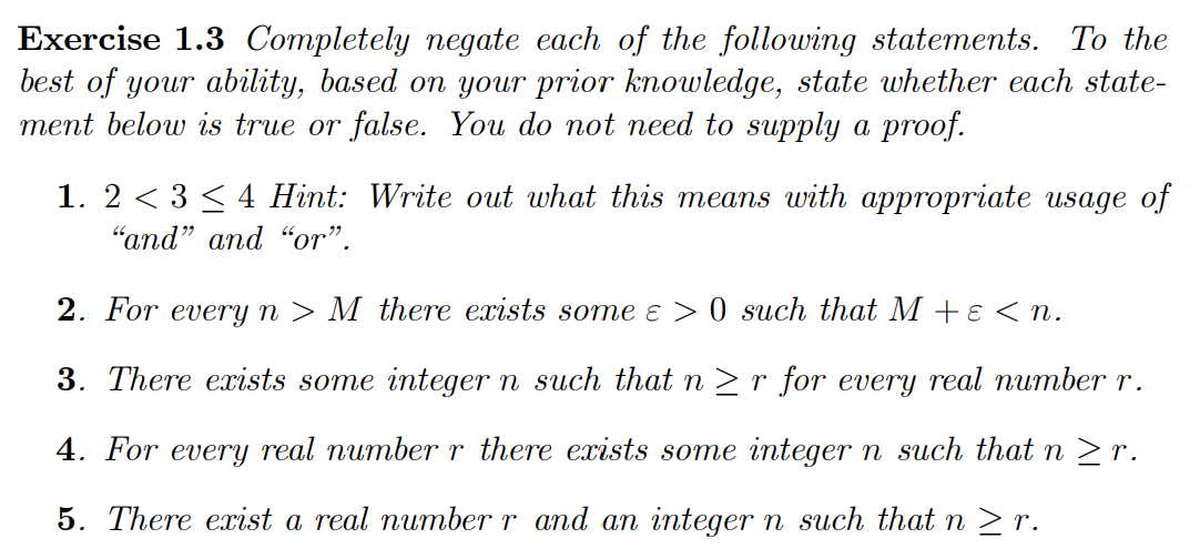 Solved Exercise 1.3 Completely negate each of the following | Chegg.com