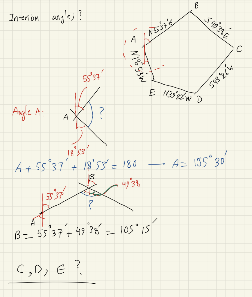 Solved FIND THE INTERIOR ANGLES FOR C, D, AND E. A AND B | Chegg.com