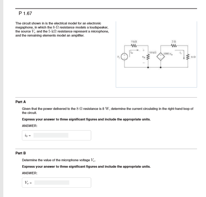 Solved P 1.67 The circuit shown in is the electrical model