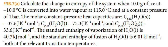 The entropy change for the conversion of 36 g water to vapour at
