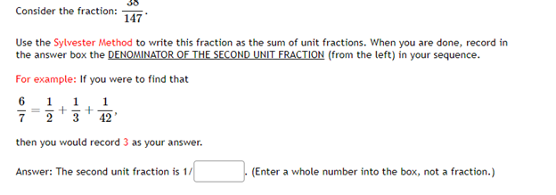 Solved Consider the fraction: 14738. Use the Sylvester | Chegg.com