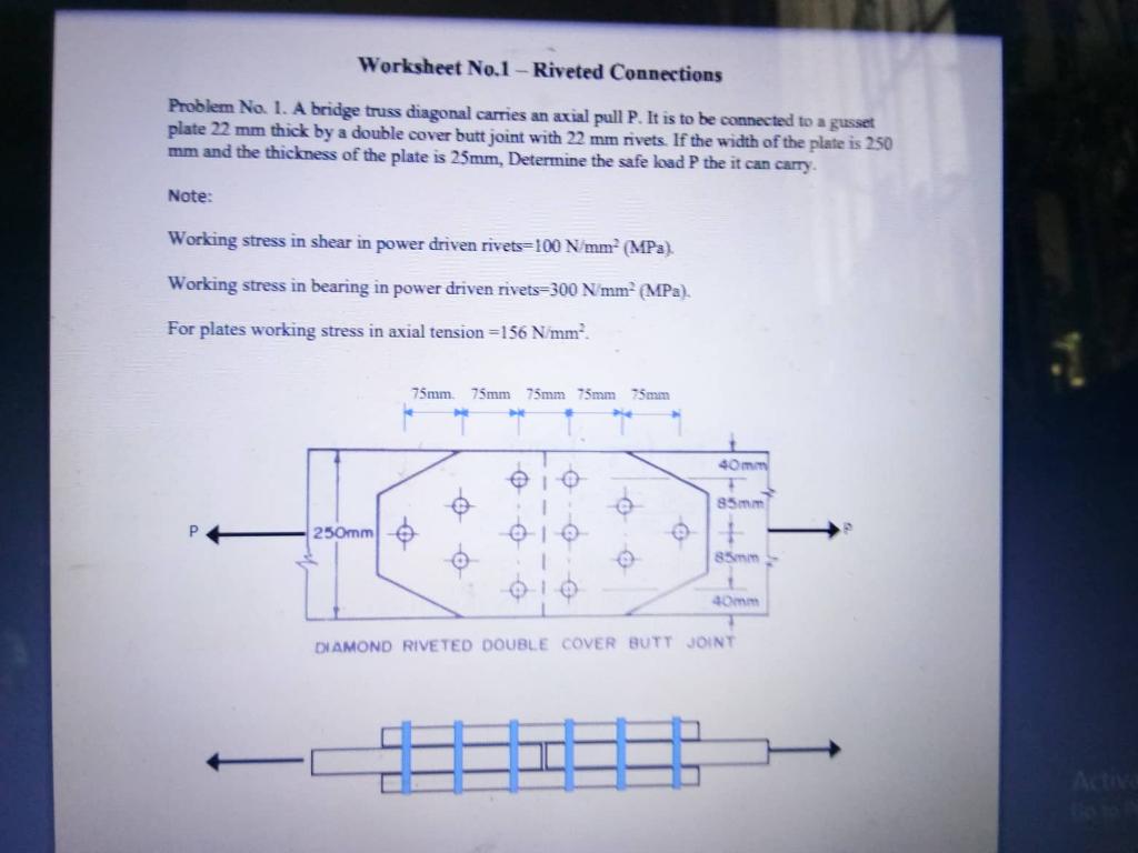 Solved Worksheet No.1 Riveted Connections Problem No. 1. A