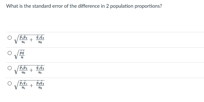 Solved What is the standard error of the difference in 2 | Chegg.com