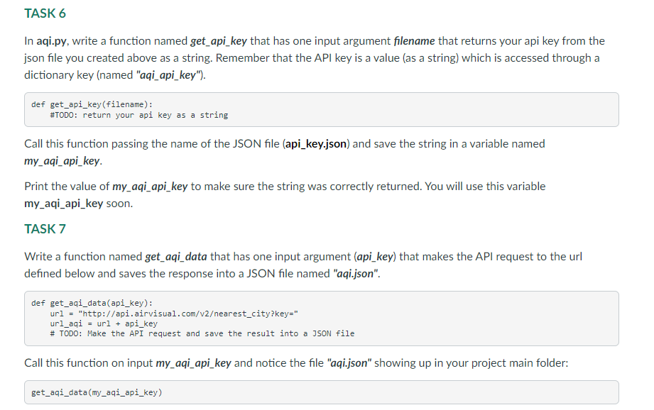 Solved TASK 6 In aqi.py, write a function named get_api_key | Chegg.com