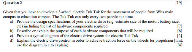 Solved Question 2 Given that you have to develop a 3-wheel | Chegg.com