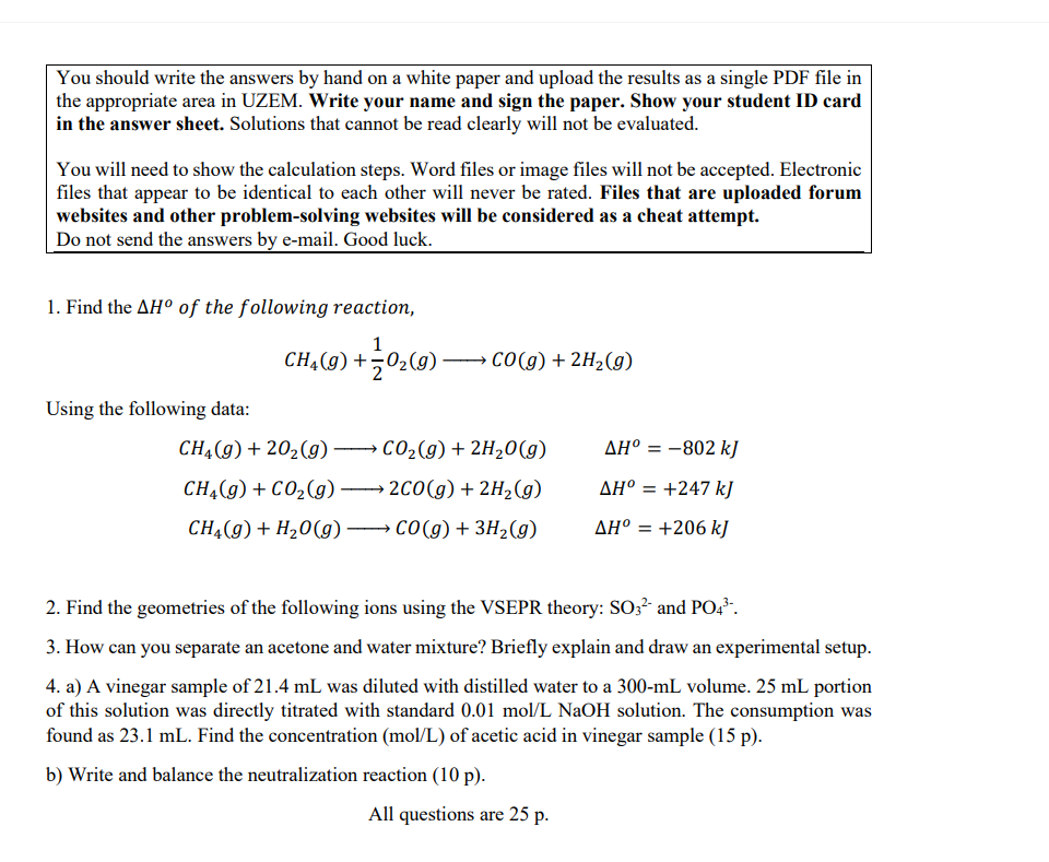 Solved You should write the answers by hand on a white paper | Chegg.com