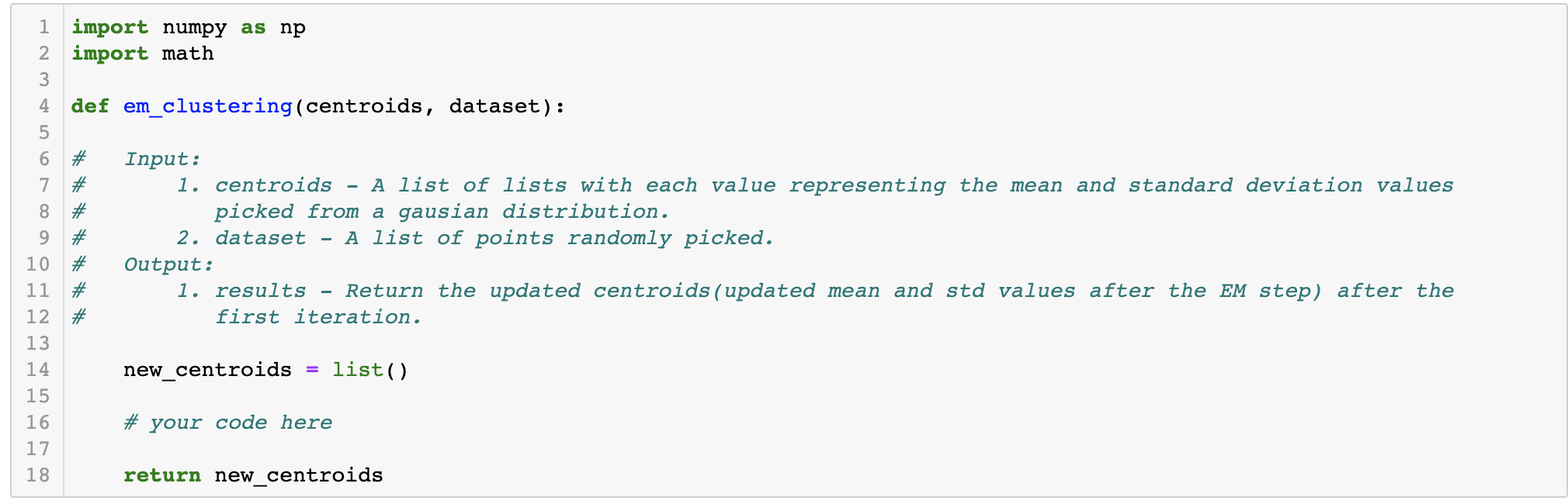 Solved Need help with an EM Clustering algorythm (please | Chegg.com