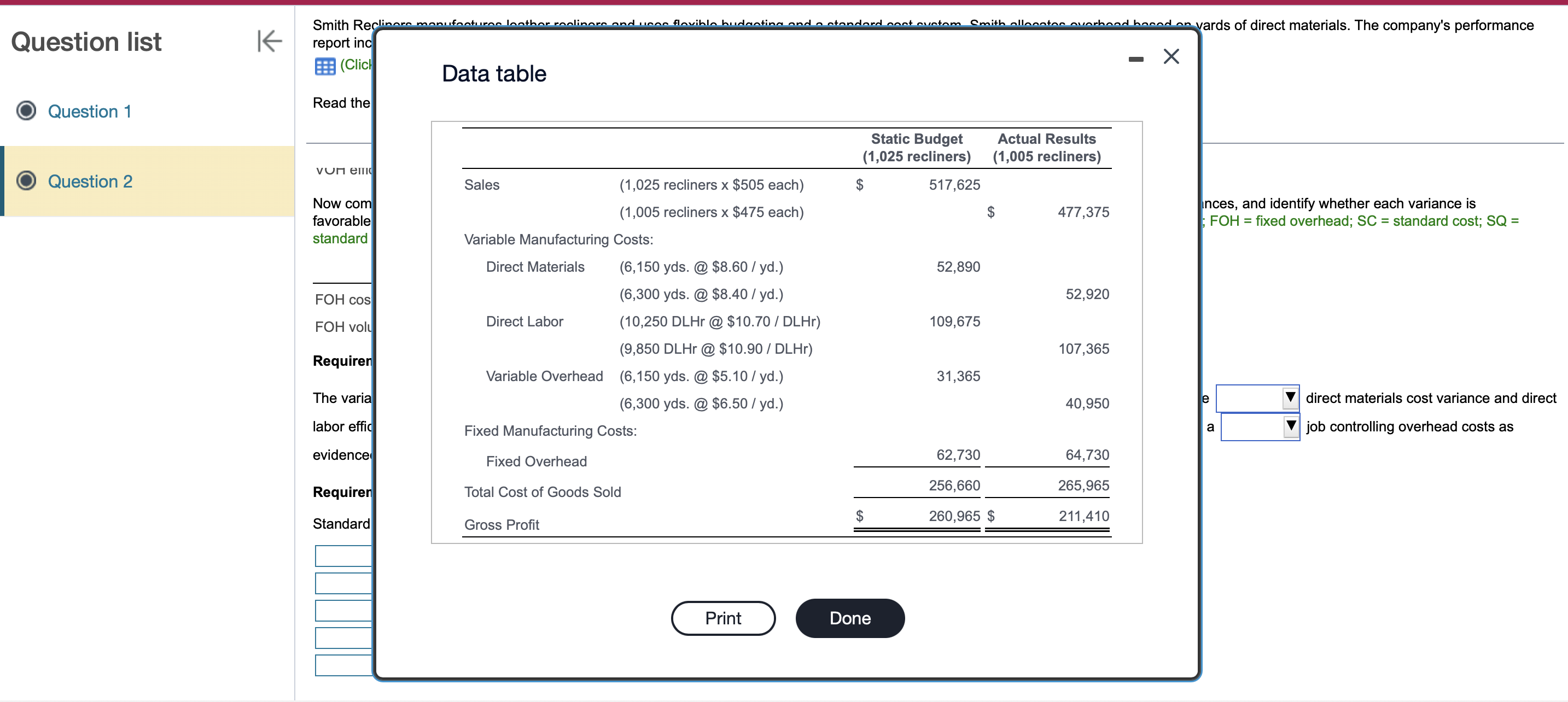 report includes the following selected data: (Click | Chegg.com