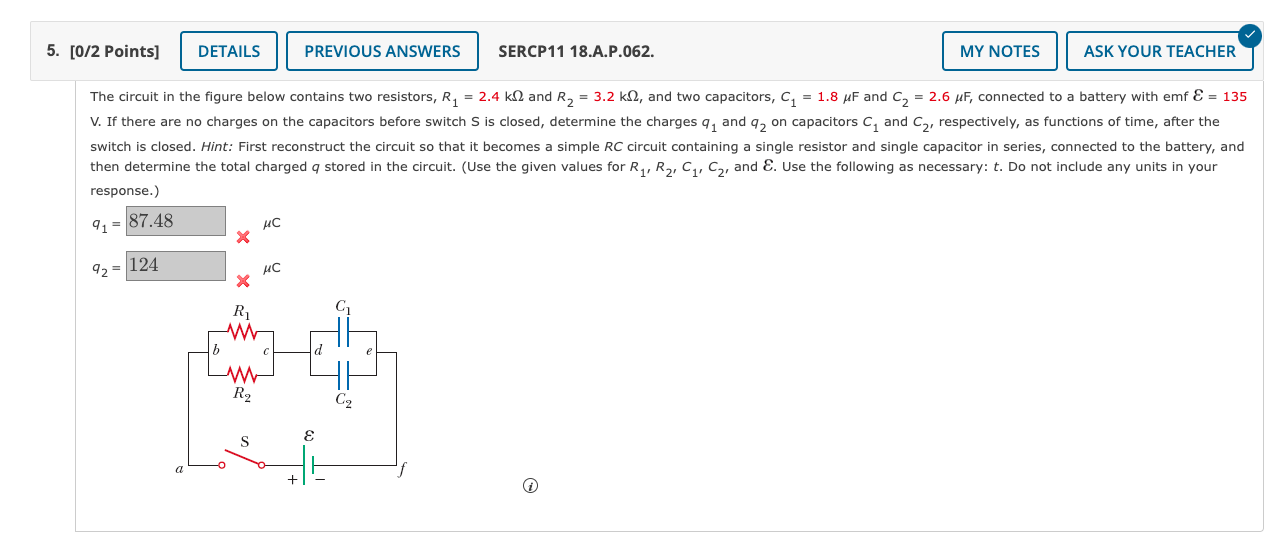 Solved response.) q1=↷2μC | Chegg.com