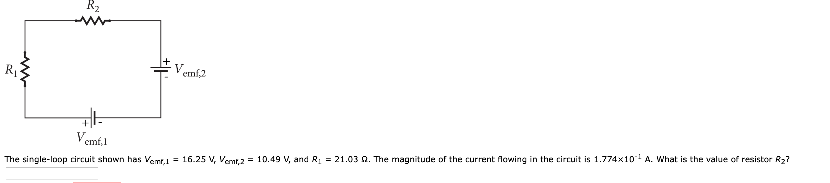 Solved R2 R Vemf,2 H. Vemf,1 The single-loop circuit shown | Chegg.com