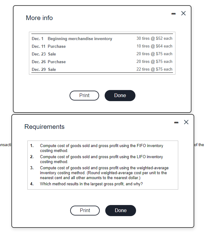 Solved Requirement 1 Compute Cost Of Goods Sold And Gross 9147