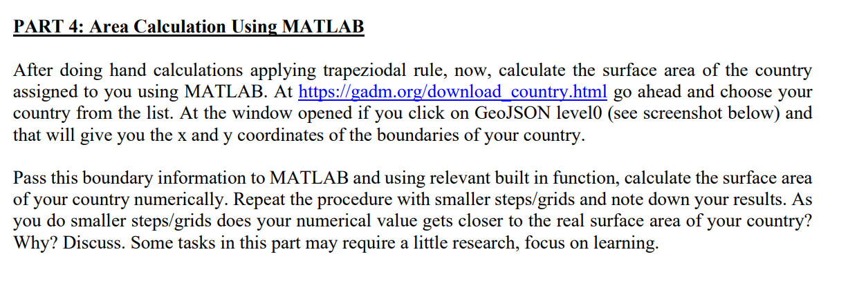 Solved I need a matlab code for area calculation. You have | Chegg.com