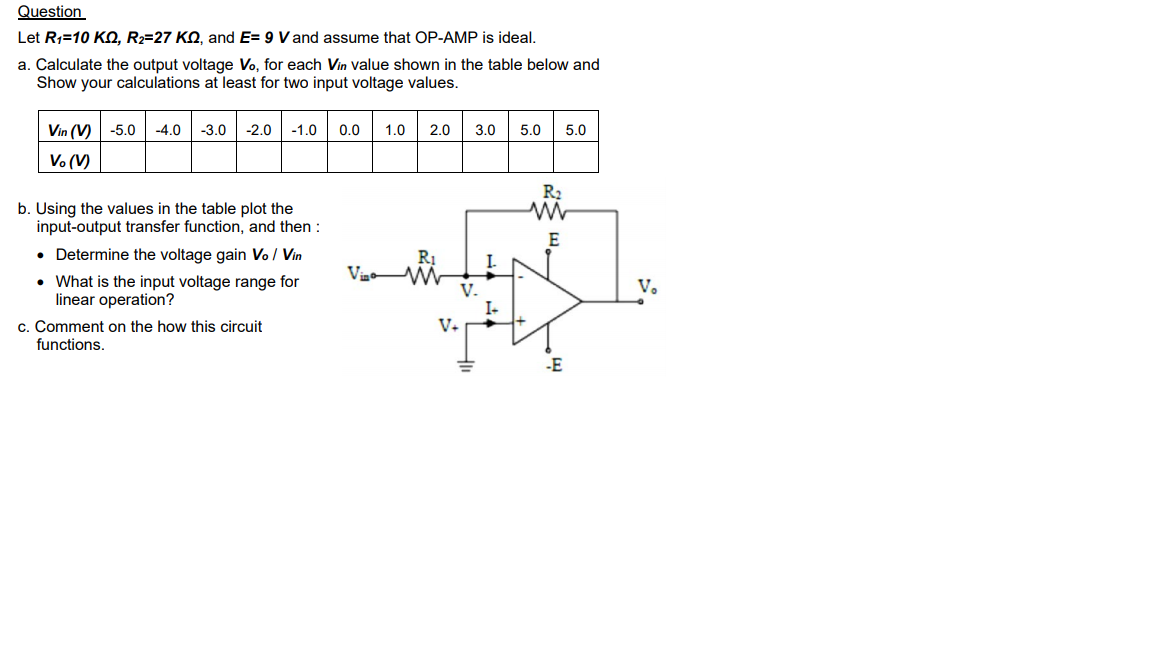 Solved Question Let R1=10 KQ, R2=27 KQ, and E= 9 V and | Chegg.com