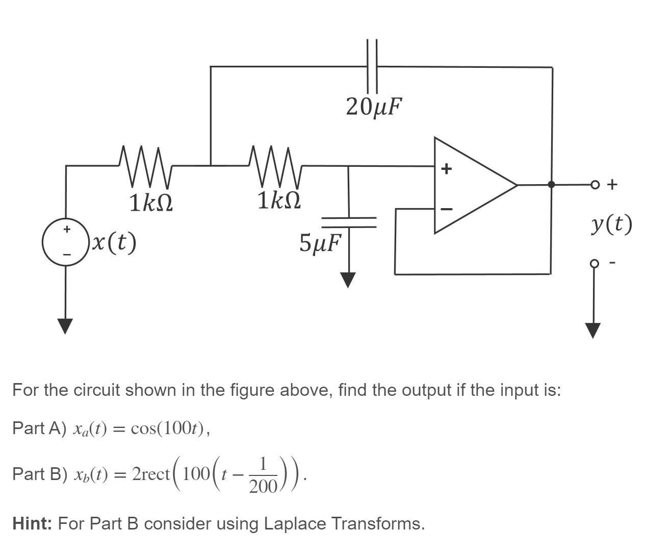 Solved For the circuit shown in the figure above, find the | Chegg.com