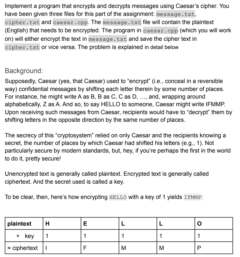 Solved Implement A Program That Encrypts And Decrypts | Chegg.com