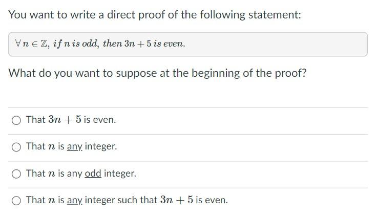 Solved You Want To Write A Direct Proof Of The Following | Chegg.com