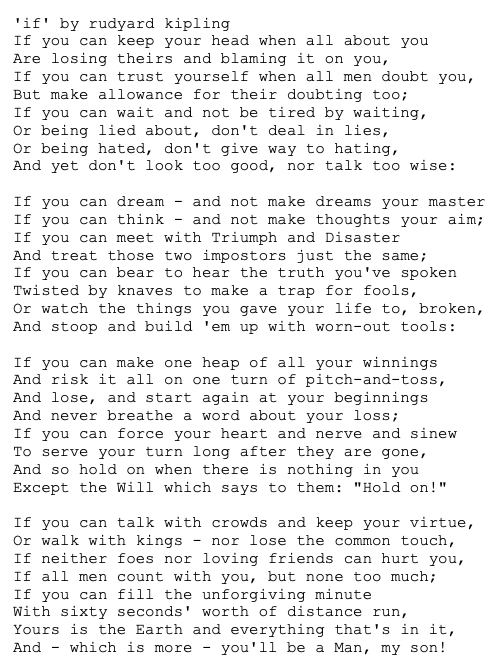 'if' by rudyard Kipling If you can keep your head | Chegg.com