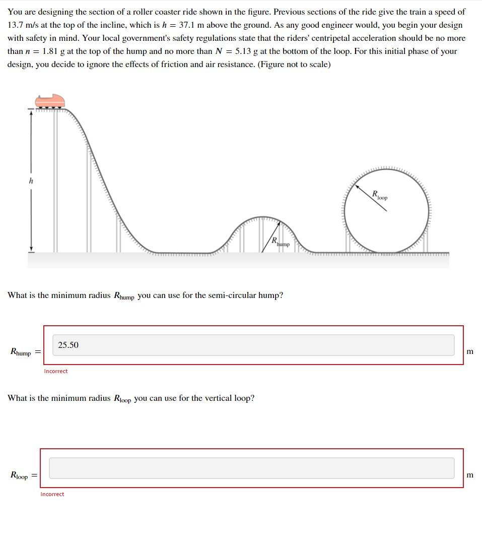 Solved You are designing the section of a roller coaster | Chegg.com