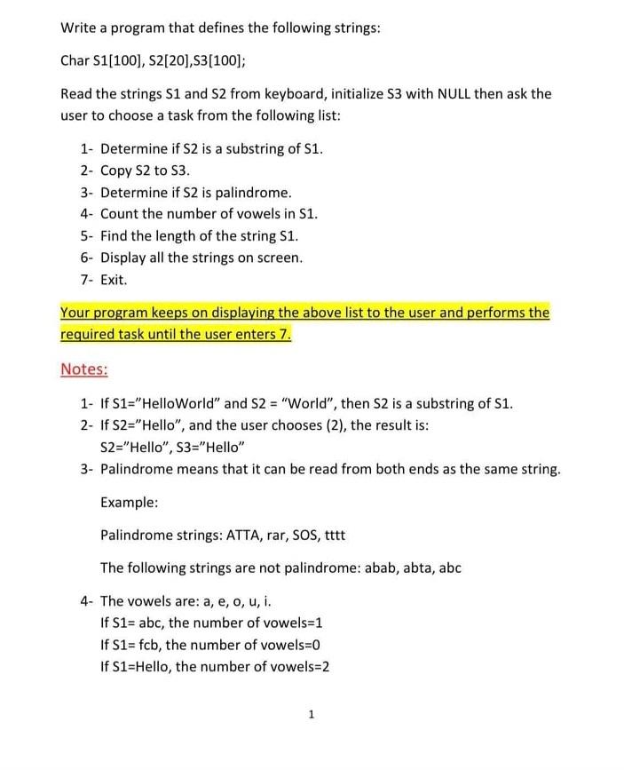 Solved Write a program that defines the following strings: | Chegg.com