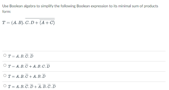 Use Boolean algebra to simplify the following Boolean | Chegg.com