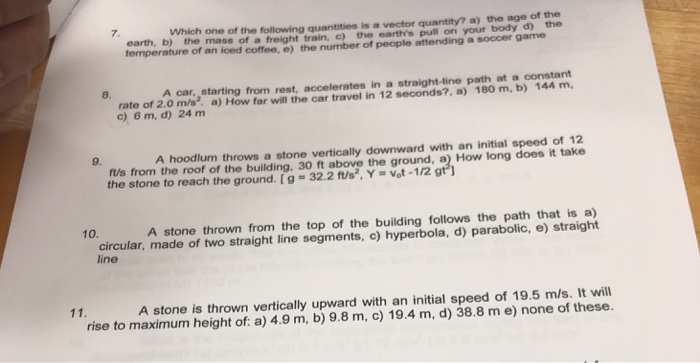 Solved 7. Which one of the following quantities is a vector | Chegg.com