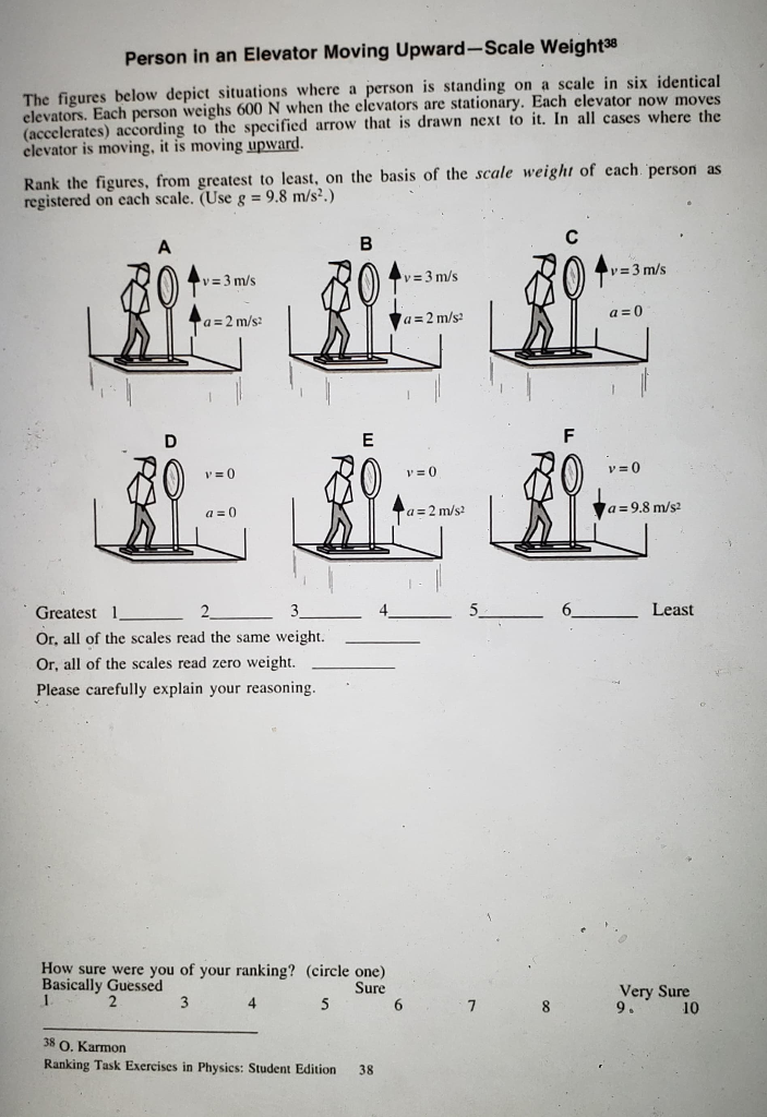 Solved Person in an Elevator Moving Upward-Scale Weight38 | Chegg.com