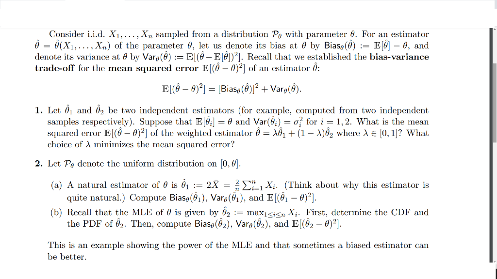 Solved Consider I I D X 1 Sampled From A Distrib Chegg Com